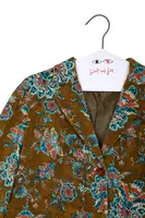 Floral Printed Khaki Velveteen Blazer  image