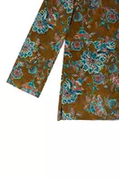 Floral Printed Khaki Velveteen Blazer  image