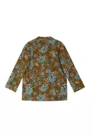 Floral Printed Khaki Velveteen Blazer  image