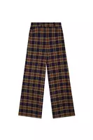 Navy Blue and Olive Green Plaid Trousers  image