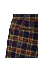 Navy Blue and Olive Green Plaid Trousers  image