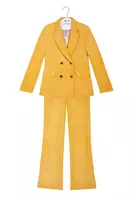 Sunny Yellow Corduroy Tailored Pant Suit  image