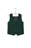 Bottle Green and Navy Checked Gilet  image