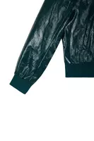 Bottle Green Faux Patent Leather Bomber Jacket  image