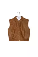 Tobacco Brown Faux Leather Gilet  image