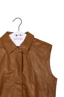 Tobacco Brown Faux Leather Gilet  image