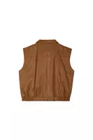 Tobacco Brown Faux Leather Gilet  image