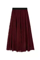 Wine Corded Lace Half Circle Skirt  image