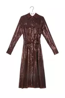 Wine Micro Sequin Shirtdress  image