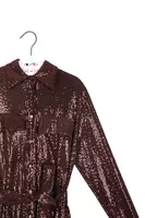 Wine Micro Sequin Shirtdress  image