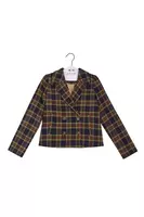 Navy Blue and Olive Green Plaid Jacket  image