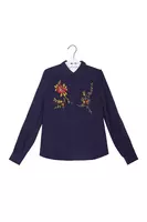 Indigo Floral Embroidered Blouse  image