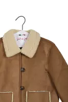 Camel Faux Shearling Coat  image