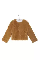 Camel Faux Fur Cropped Jacket image