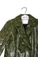 Sage Green Snakeskin Print Faux Leather Jacket  image