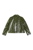 Sage Green Snakeskin Print Faux Leather Jacket  image