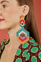Orecchini grandi con perline geometriche multicolori image