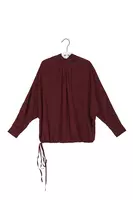 Wine Oversized Blouse with Neckline Ties  image