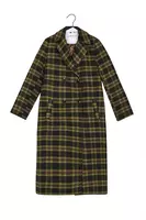 Navy Blue and Olive Green Brushed Plaid Coat  image