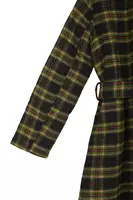 Navy Blue and Olive Green Brushed Plaid Coat  image