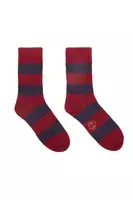 Pomegranate Red and Grape Striped Pointelle Socks  image