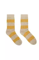 Taupe and Saffron Striped Pointelle Socks image