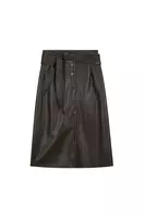 Dark Chocolate Brown Faux Leather Pencil Skirt  image