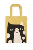 Lemon Yellow Kitty Cat Printed Tote Bag  image