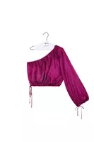 Fuchsia Floral Jacquard Asymmetrical Top  image