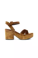 Caramel Velvet Platform Sandals  image