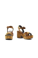 Caramel Velvet Platform Sandals  image