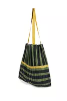 Sage Green and Black Stripe Pleated Bag  image