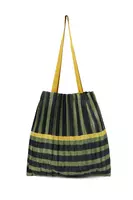 Sage Green and Black Stripe Pleated Bag  image