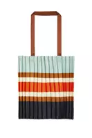 Ice Blue and Brown Stripe Pleated Bag  image