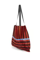 Flame Orange and Brown Stripe Pleated Bag  image