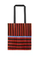 Flame Orange and Brown Stripe Pleated Bag  image