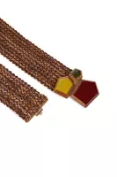 Brown Wide Elasticated Belt with Geometric Enameled Buckle image