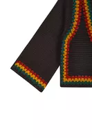 Black Crochet Cardigan With Red and Green Borders image