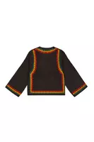 Black Crochet Cardigan With Red and Green Borders image