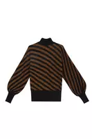 Bronze Metallic Diagonal Striped Turtleneck  image