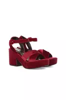 Wine Velvet Platform Sandals  image