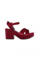 Wine Velvet Platform Sandals  image