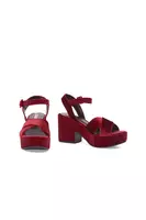 Wine Velvet Platform Sandals  image