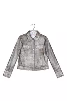 Gunmetal Metallic Leather Jacket image