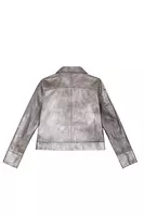 Gunmetal Metallic Leather Jacket image