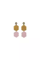 Gold and Ice Pink Beaded Pendant Earrings  image