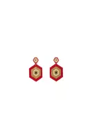 Red Geometric Beaded Earrings  image