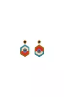 Turquoise and Bronze Geometric Beaded Earrings  image