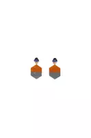 Pumpkin Orange and Gunmetal Beaded Earrings  image