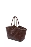 Chocolate Brown Woven Leather Tote Bag  image